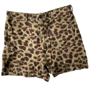 Bellerose Leopard Print Viscose Linen Shorts - Green Brown - 2